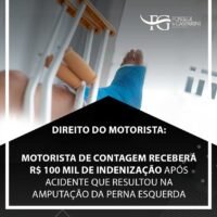 Motorista de Contagem receberá R$ 100 mil de indenização após acidente que resultou na amputação da perna esquerda